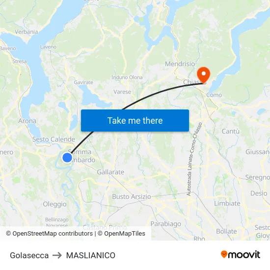 Golasecca to Maslianico map