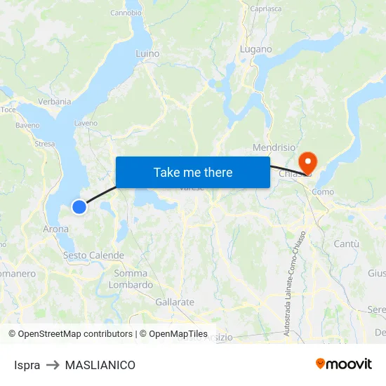 Ispra to MASLIANICO map