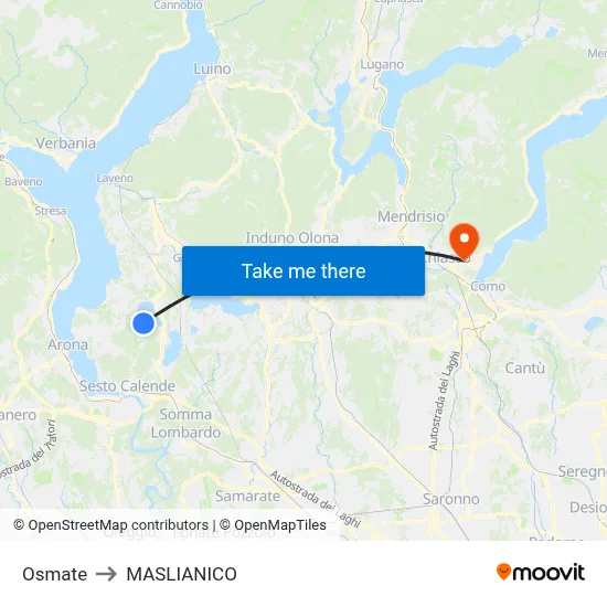 Osmate to Maslianico map