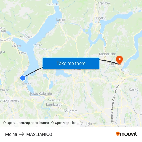 Meina to Maslianico map