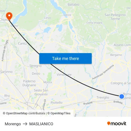 Morengo to Maslianico map