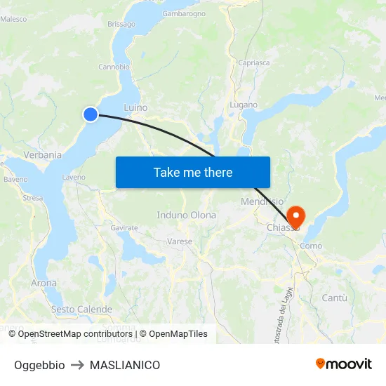 Oggebbio to Maslianico map