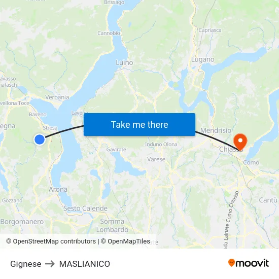 Gignese to MASLIANICO map