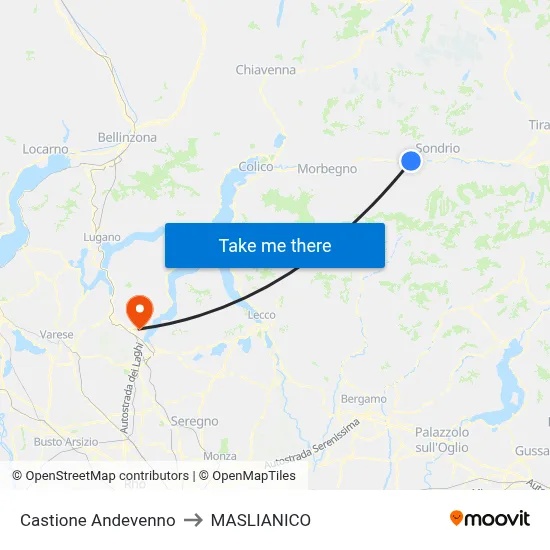 Castione Andevenno to Maslianico map