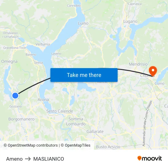 Ameno to MASLIANICO map