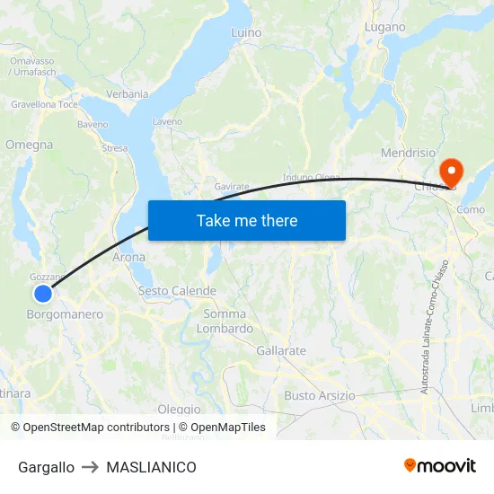 Gargallo to Maslianico map