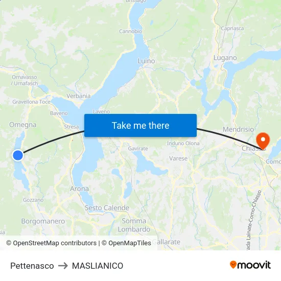 Pettenasco to MASLIANICO map