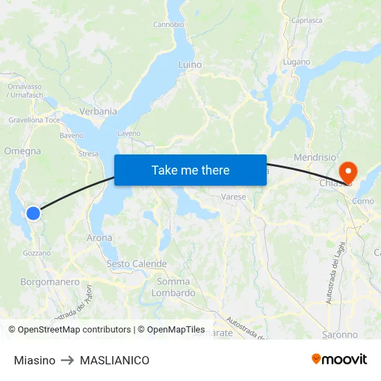 Miasino to Maslianico map