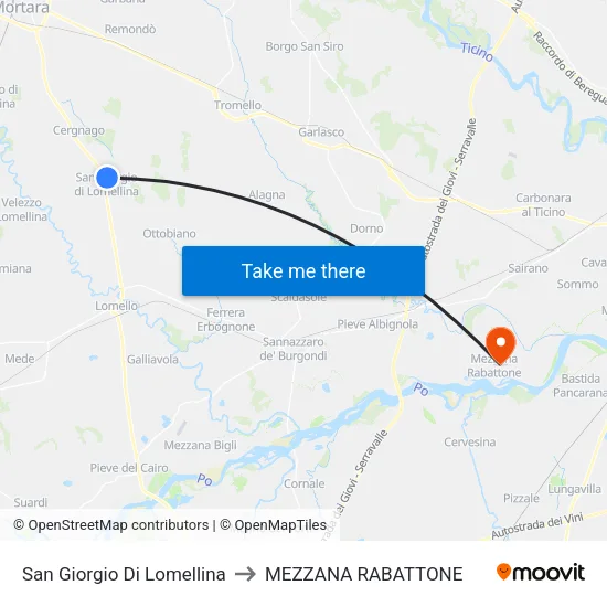 San Giorgio Di Lomellina to MEZZANA RABATTONE map