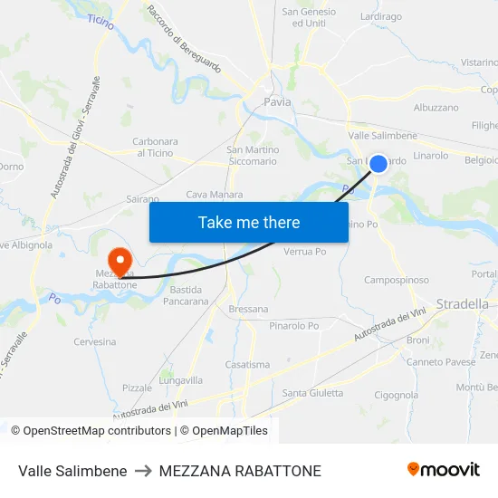 Valle Salimbene to MEZZANA RABATTONE map