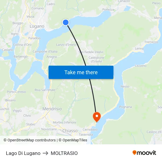Lake of Lugano to Moltrasio map
