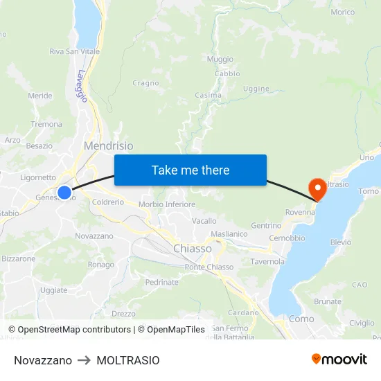Novazzano to MOLTRASIO map