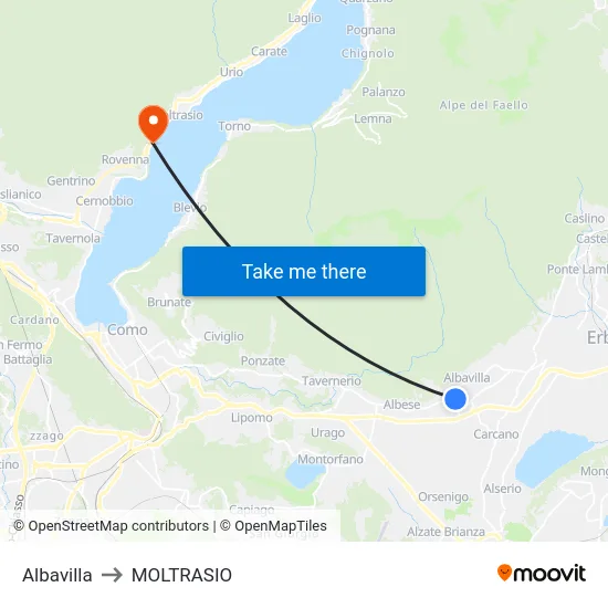Albavilla to MOLTRASIO map
