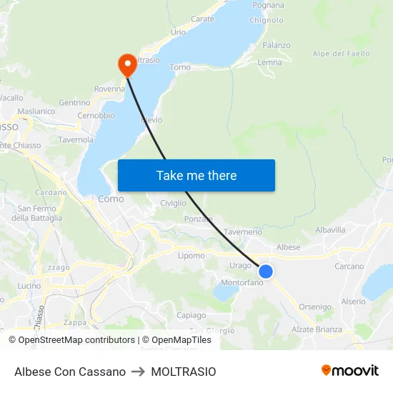 Albese con Cassano to Moltrasio map