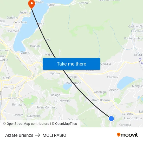 Alzate Brianza to MOLTRASIO map