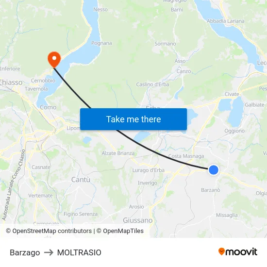 Barzago to MOLTRASIO map