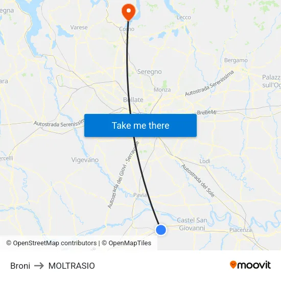 Broni to MOLTRASIO map