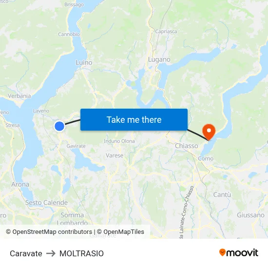 Caravate to MOLTRASIO map