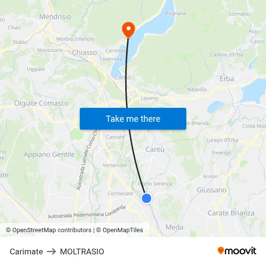 Carimate to MOLTRASIO map