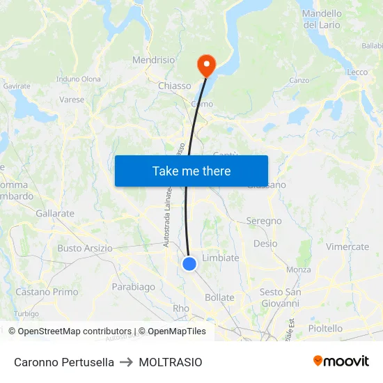 Caronno Pertusella to MOLTRASIO map