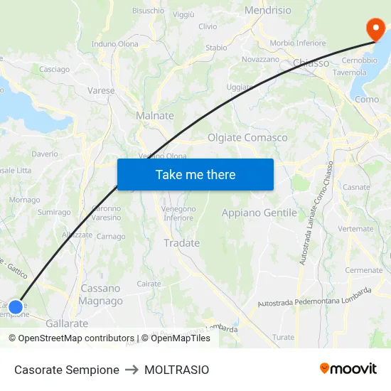 Casorate Sempione to MOLTRASIO map