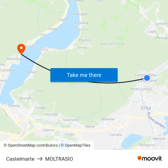 Castelmarte to MOLTRASIO map