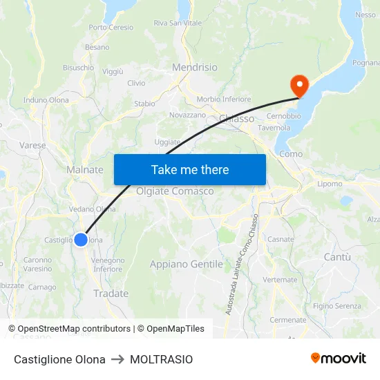 Castiglione Olona to MOLTRASIO map