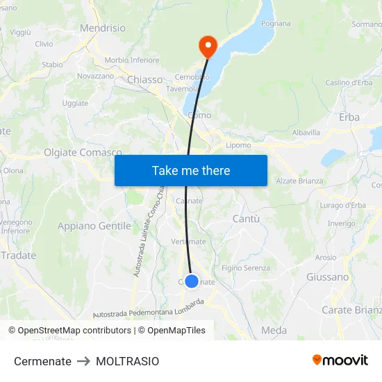 Cermenate to Moltrasio map