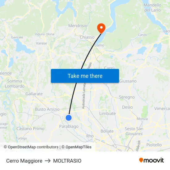 Cerro Maggiore to Moltrasio map