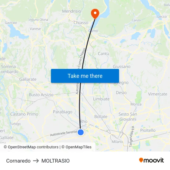 Cornaredo to MOLTRASIO map