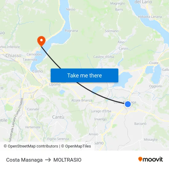 Costa Masnaga to Moltrasio map