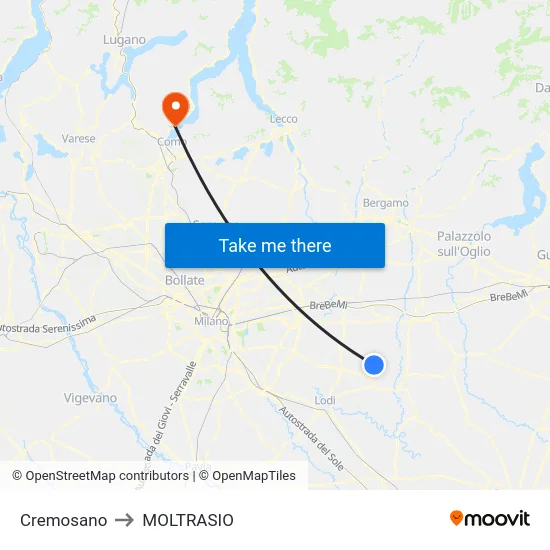 Cremosano to Moltrasio map