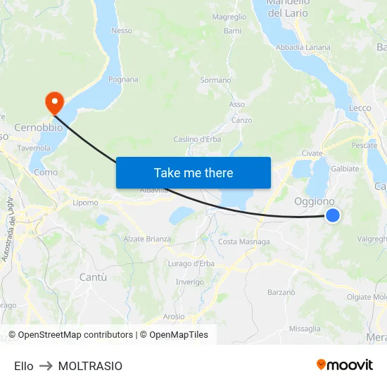 Ello to Moltrasio map