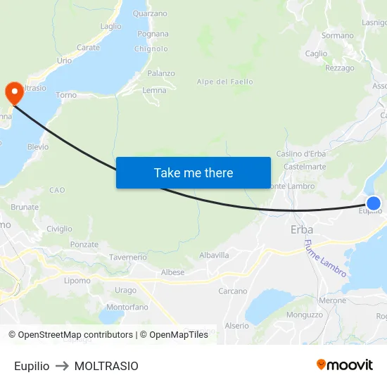 Eupilio to Moltrasio map
