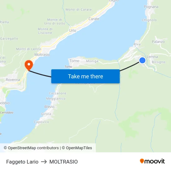 Faggeto Lario to Moltrasio map