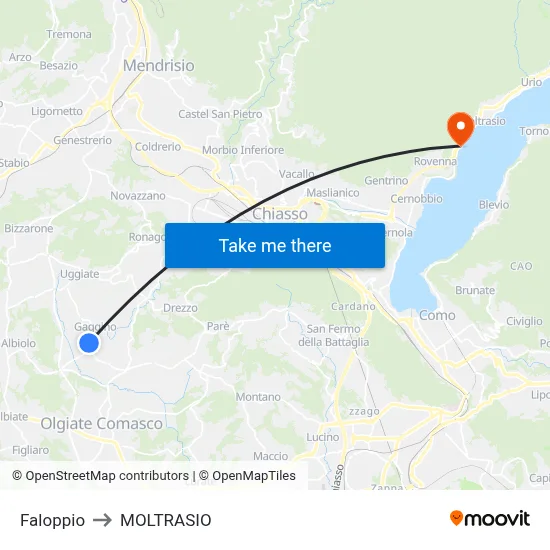 Faloppio to Moltrasio map