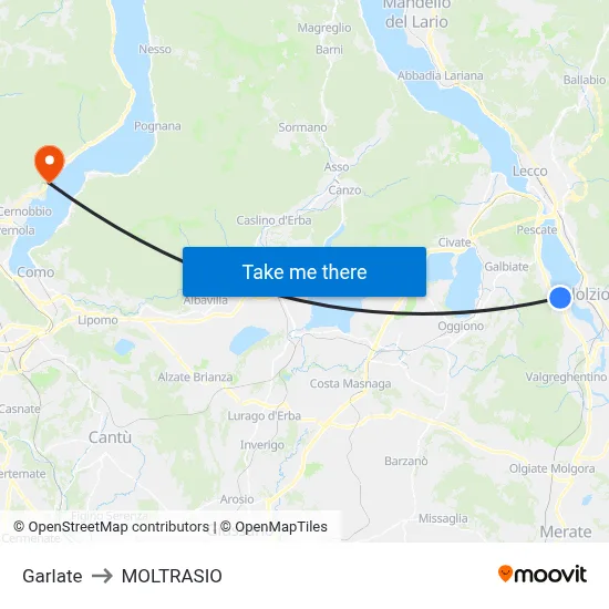 Garlate to Moltrasio map