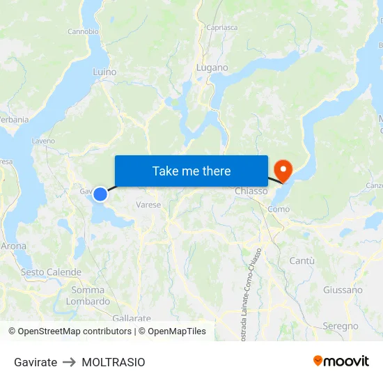 Gavirate to Moltrasio map