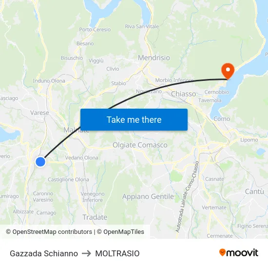 Gazzada Schianno to Moltrasio map