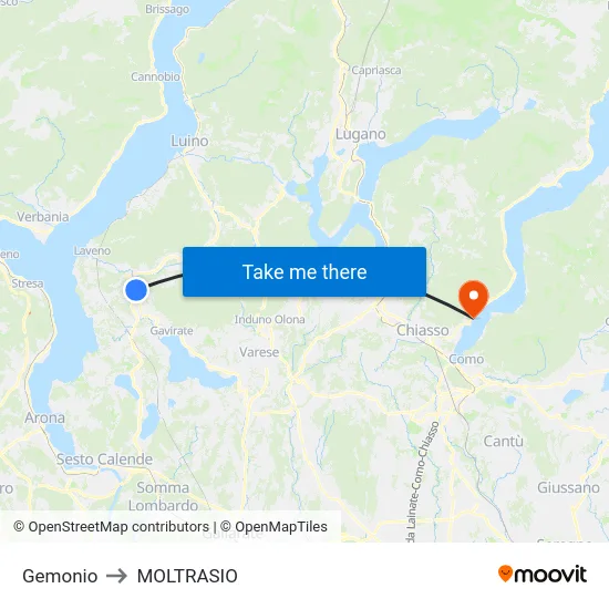 Gemonio to Moltrasio map