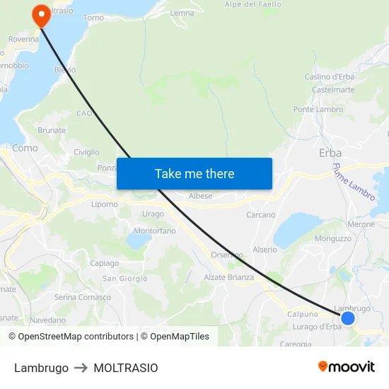 Lambrugo to Moltrasio map
