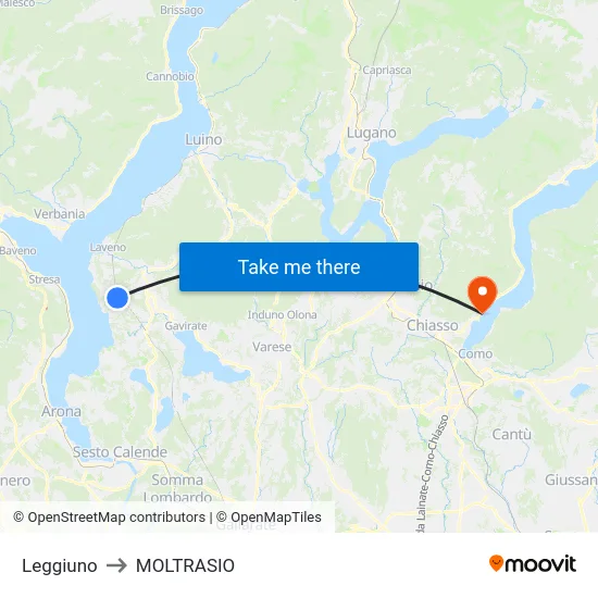 Leggiuno to Moltrasio map