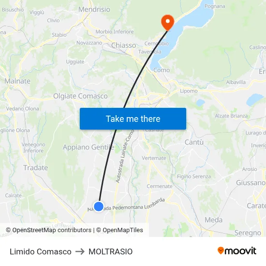 Limido Comasco to Moltrasio map