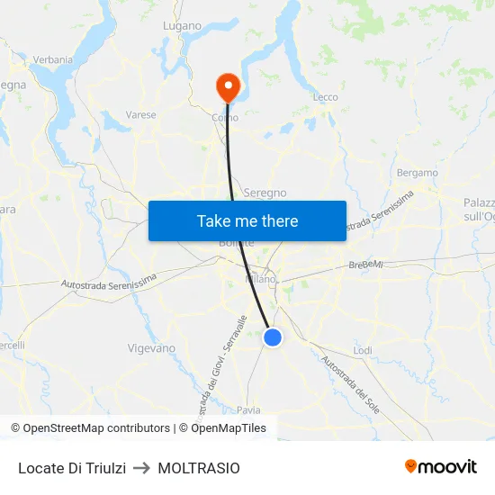 Locate di Triulzi to Moltrasio map