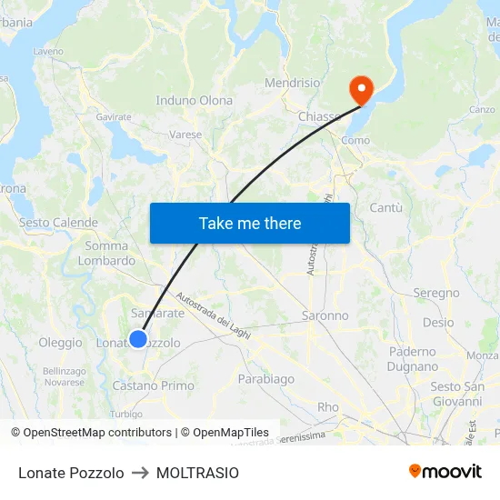 Lonate Pozzolo to Moltrasio map
