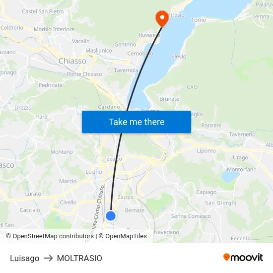 Luisago to Moltrasio map