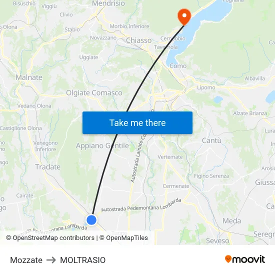 Mozzate to MOLTRASIO map