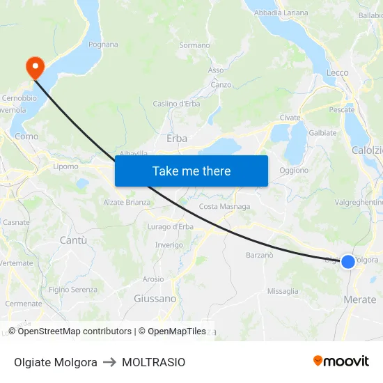 Olgiate Molgora to MOLTRASIO map