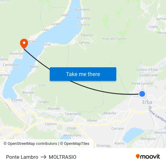Ponte Lambro to MOLTRASIO map