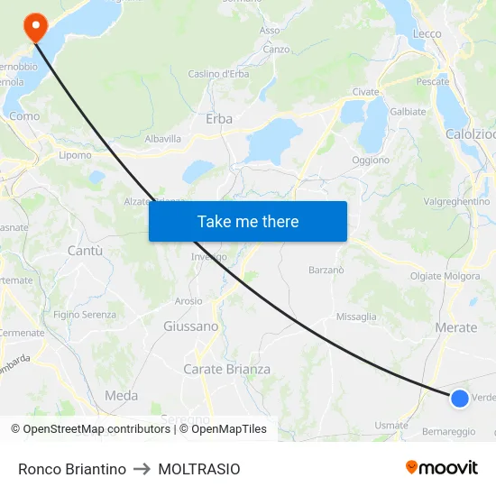 Ronco Briantino to MOLTRASIO map
